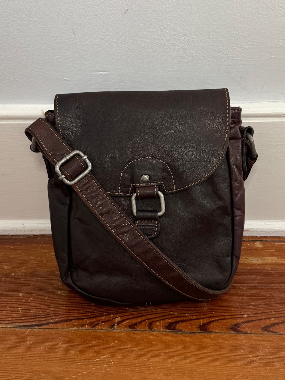 Jack Georges Brown Leather Crossbody Shoulder Bag Soft Leather Well Made